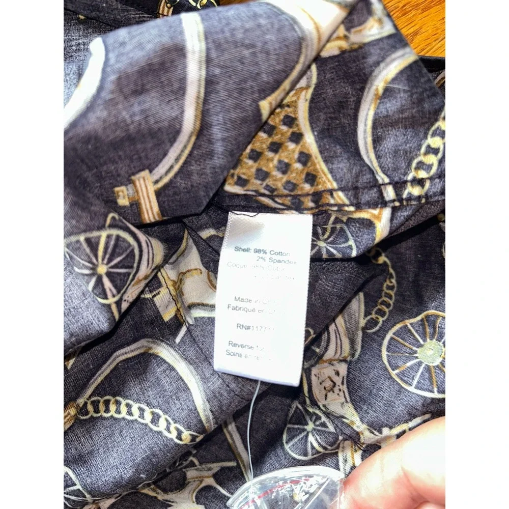 Paisley‎ Gray Mens Shirt Slim L Horse Carriage Old Money Navy Blue Gold